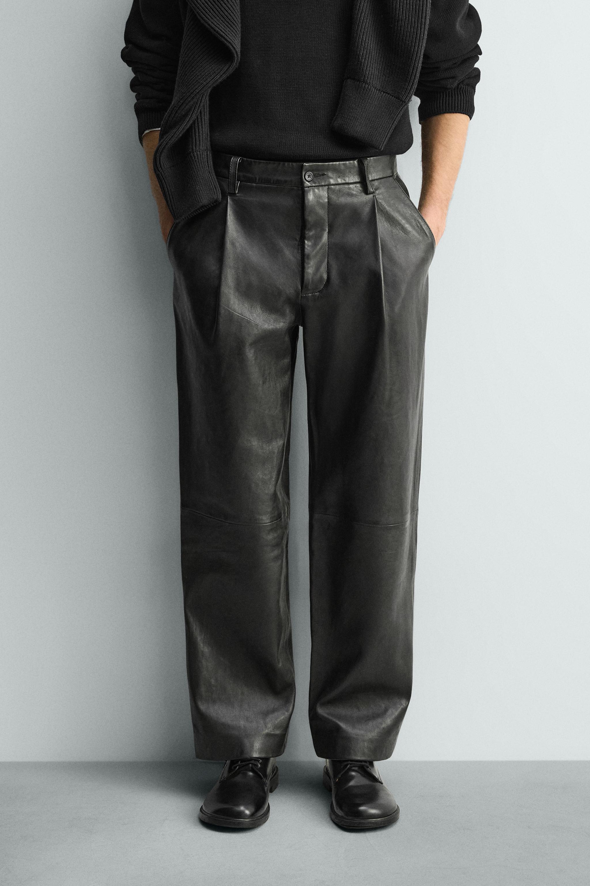 LEATHER STRAIGHT FIT PANTS
